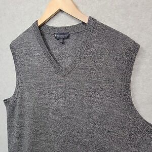 HART SCHAFFNER MARX Sweater Vest Gray Extra Fine Merino Wool V Neck XL Tall Soft